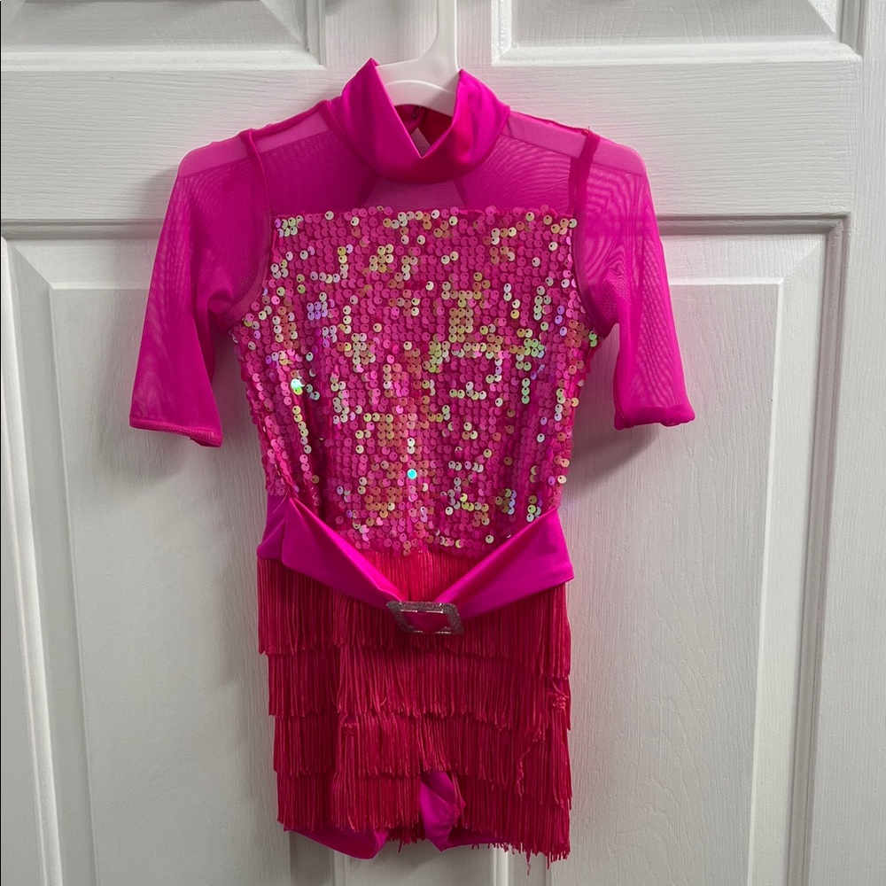 Weissman Fuchsia Sequin Fringe Dance Costume